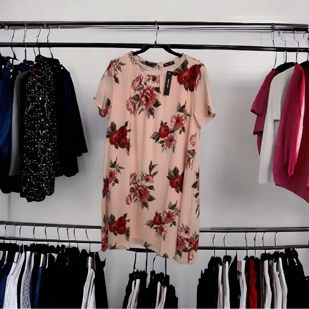 Coral Floral Print Dress